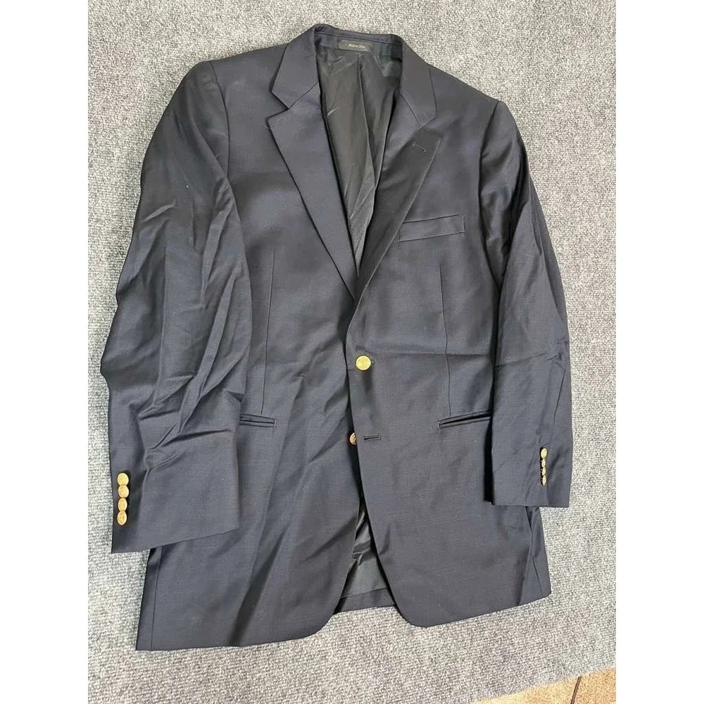 RALPH LAUREN LRL Lord‎ & Taylor Men's 41R Navy Blue Gold Button Blazer Jacket